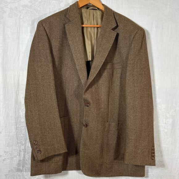 Ralph Lauren LRL Sport Coat 44R Herringbone 100% Wool Quarter Lined Summer Tweed - Picture 1 of 16
